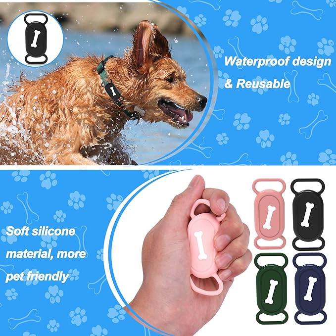 4 Pack Silicone Dog Collar Holder Compatible with Samsung Galaxy Smart Tag 2, Waterproof Case for SmartTag 2,Fits for 0.8-1In Cat Dog Pet Collars,Dog GPS Tracker Protective Cover Accessories