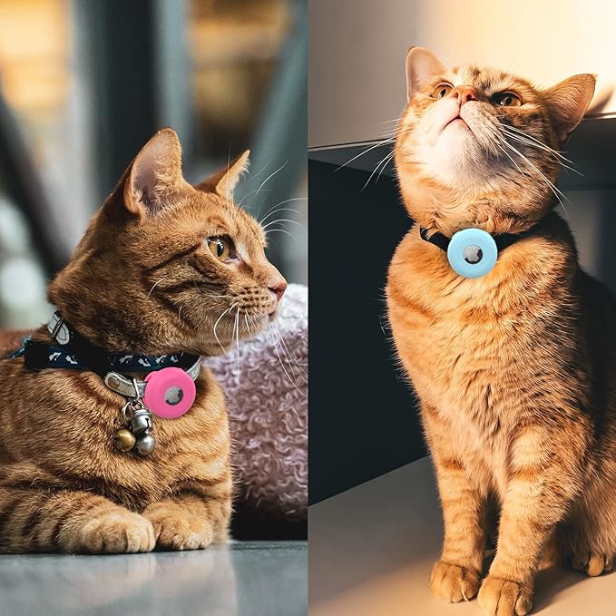 Cat Collar Holder for Airtag - 2 Pack Silicone Airtag Cat Collar Holder for Apple AirTags, Air Tag Holder Case for 0.3-0.6" Collar of Small Animal Kitten/Puppy, Pet Collar Charms Loop Accessories