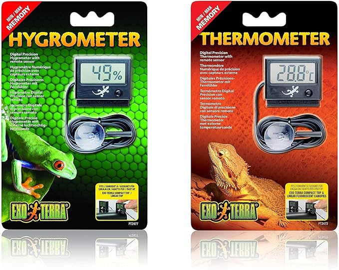 Exo Terra LED Thermometer and Hygrometer Bundle for Reptile Terrariums