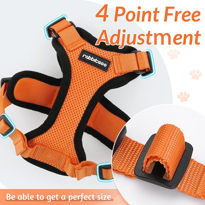 rabbitgoo Cat Harness and Leash for Walking, Escape Proof Soft Adjustable Vest Harnesses for Cats, Easy Control Breathable Reflective Strips Jacket, Orange, XS