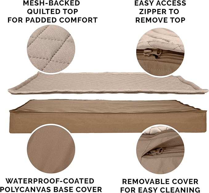 Furhaven Water-Resistant Orthopedic Dog Bed for Large Dogs w/ Removable Quilt Top & Washable Cover, For Dogs Up to 95 lbs - Indoor/Outdoor Quilt Top Convertible Mattress - Sand, Jumbo/XL