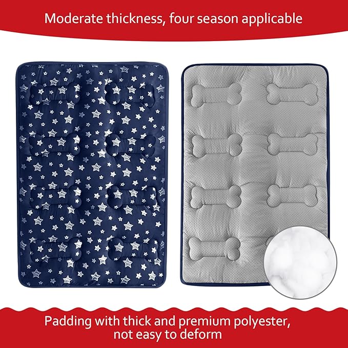 Dog Crate Mat (36" X 23"), Soft Dog Bed Mat with Cute Prints, Personalized Dog Crate Pad, Anti-Slip Bottom, Machine Washable Kennel Pad