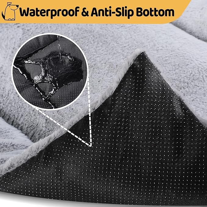 Dog Bed, Dog Crate Mat Washable, Ultra Soft & Anti-Slip M Dog Bed Fit Dog Crates & Kennels, Suitable for Dogs Up to 35 lbs, 30" x 20", Grey