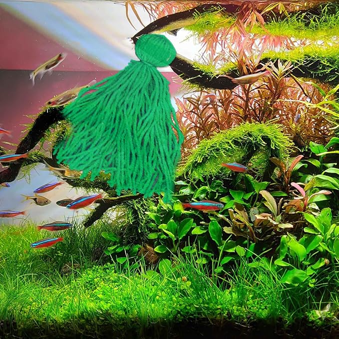 Fish Breeder Spawning Mop for Fish Tank, Floating Fish Breeding Mop for Egg Laying, Green (Green)