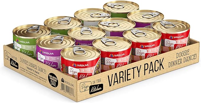 Weruva Dogs in The Kitchen, Doggie Dinner Dance Variety Pack, Wet Dog Food, 10oz Cans (Pack of 12)