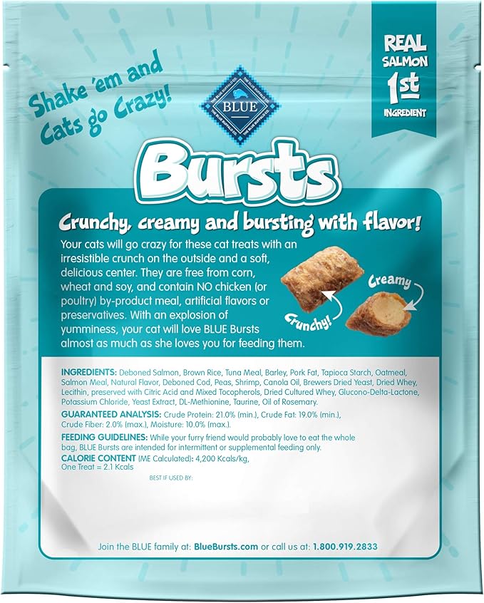 Blue Buffalo Bursts Crunchy Cat Treats, Seafood 5-oz Bag