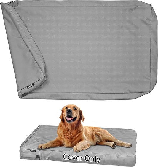 Dog Bed Cover Replacement Washable, Waterproof Large Pet Canvas Dog Crate Kennel Removable Covers with Zipper, 40x27x4 Inches(Gray)