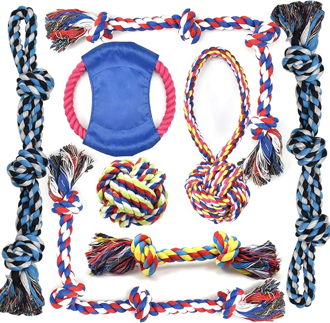 Rope Dog Toys for Aggressive Chewers Large Breed Medium Breed, Small Dog Puppy Teething Chew Toys Heavy Duty Dental Dog Rope Toys Prevents Boredom and Relieves Stress