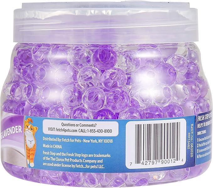 Fresh Step Litter Box Deodorizing Gel Beads in Soothing Lavender Scent | Deodorizing Gel Beads Air Freshener for Pet Smells from Litter Box | 12 oz Pet Odor Eliminating Gel Beads to Freshen Air