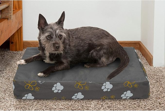 Furhaven Water-Resistant Cooling Gel Dog Bed for Small Dogs w/ Removable Washable Cover, For Dogs Up to 20 lbs - Indoor/Outdoor Garden Print Mattress - Iron Gate, Small