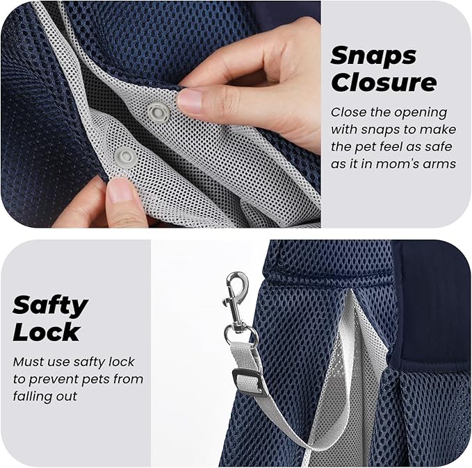 Dog Carrier Sling, Hand-Free Dog Sling Carrier for Small Dogs and Cats，Travel Safety Puppy Bag (Blue)