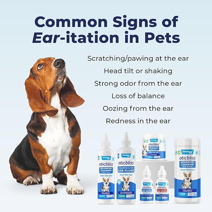 Vetnique Oticbliss Cat & Dog Ear Infection Treatment Drops - with 1% Hydrocortisone & MicroSilver BG for Dog Yeast Ear Infections - Vet Recommended Cat & Dog Ear Cleaner for Itchy Ear Relief