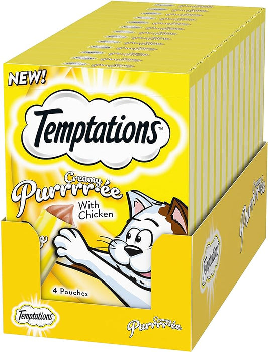 emptations Creamy Puree Squeezable Lickable Wet Cat Treats with Chicken, 0.42 oz. Tubes, 4 Count (Pack of 11) - Total 44 Count