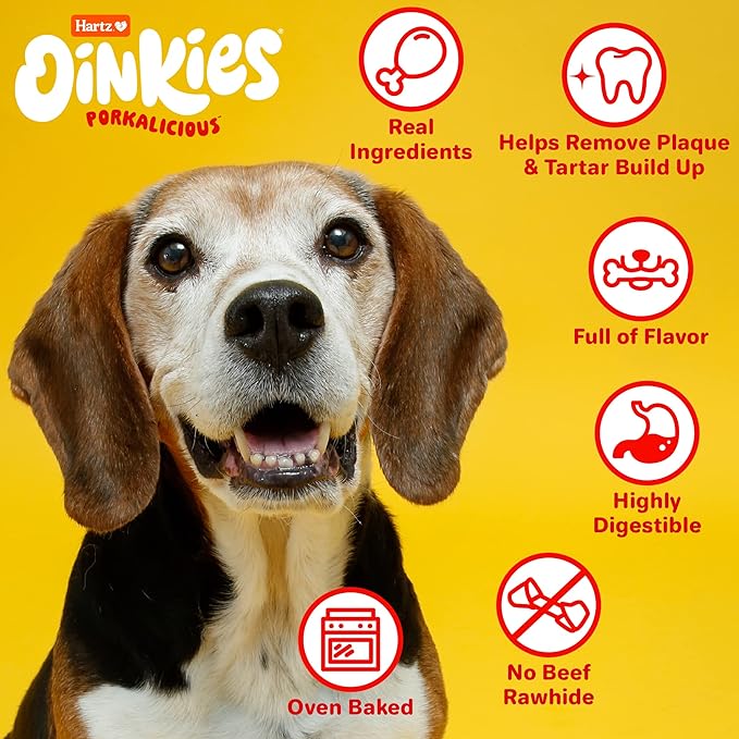 Hartz Oinkies Porkalicious Smoked Pig Skin Chicken Jerky Twists Dog Treats, 8 Count