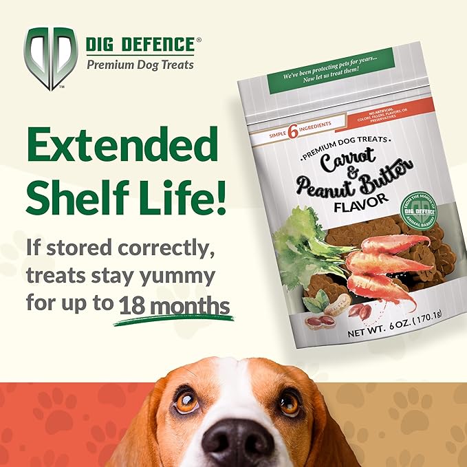 Dig Defence - Carrot and Peanut Butter Premium Dog Treats - Gourmet Healthy Dog Treats, Training Treats for Dogs