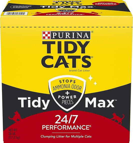 Purina Tidy Cats Clumping Cat Litter, Tidy Max 24/7 Performance Multi Cat Litter - 38 lb. Box