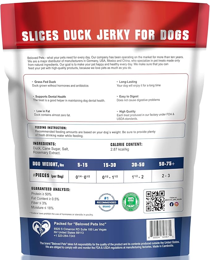 Duck Jerky Dog Treats - Human Grade Pet Snacks - Natural High Protein Meat Dried Strips - Best Chews for Training Small & Large Dogs - Bulk Soft Pack