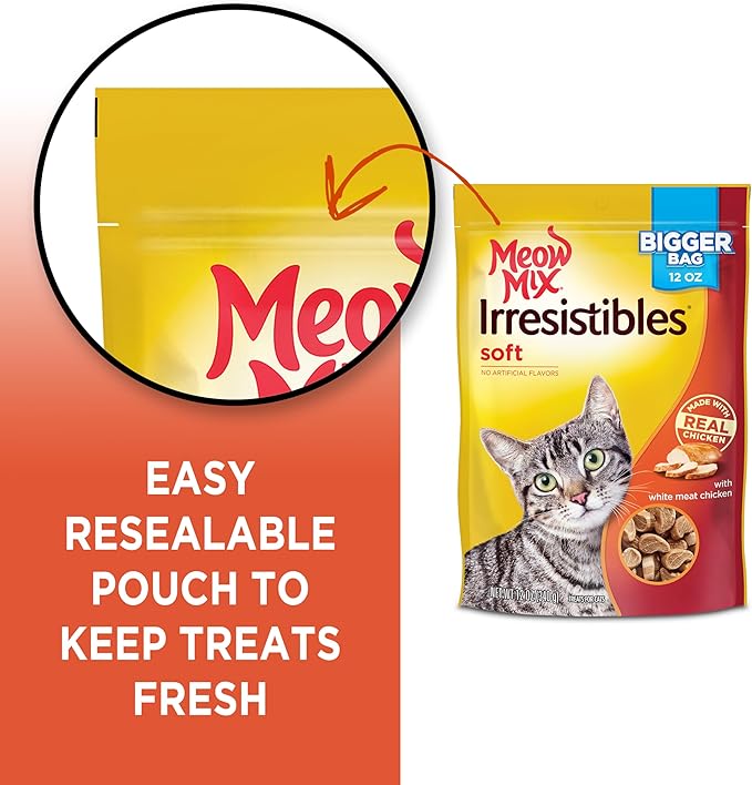 Meow Mix Irresistibles Soft Cat Treats, White Meat Chicken, 12 Ounce (Pack of 5)
