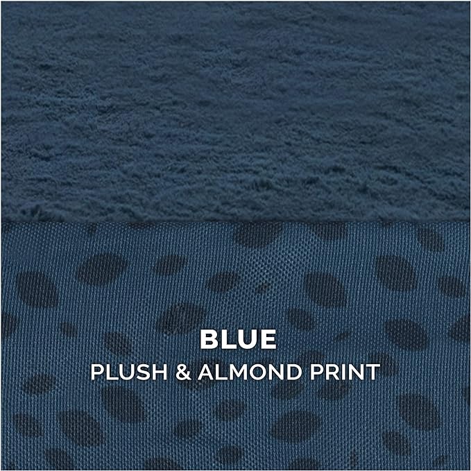 Furhaven Orthopedic Dog Bed for Large Dogs w/ Removable Bolsters & Washable Cover, For Dogs Up to 95 lbs - Plush & Almond Print L Shaped Chaise - Blue Almonds, Jumbo/XL