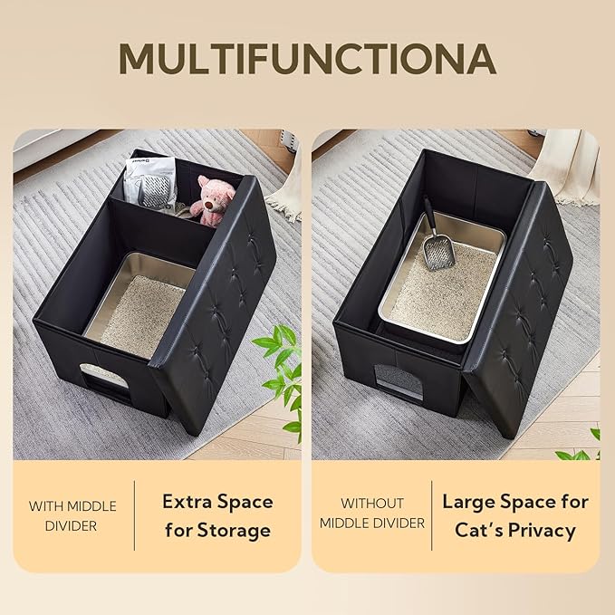 MEEXPAWS Cat Litter Box Enclosure Furniture Hidden, Cat Washroom Bench Storage Cabinet | Extra Large 36'' x 20'' x 20''| Dog Proof | Waterproof Inside/Easy Clean | Easy Assembly | Odor Control