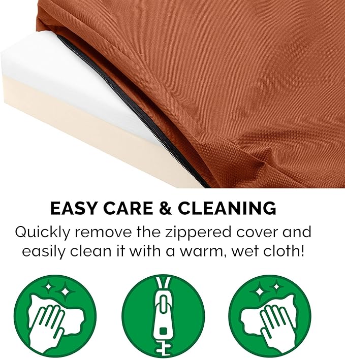 Furhaven Water-Resistant Memory Foam Dog Bed for Medium/Small Dogs w/ Removable Washable Cover, For Dogs Up to 35 lbs - Indoor/Outdoor Logo Print Oxford Polycanvas Mattress - Chestnut, Medium