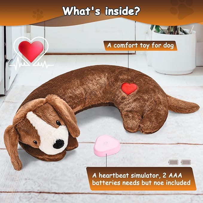 Heartbeat Toy Puppy Heartbeat Stuffed Animal Heartbeat Plush Toy for Puppy, Dog Heartbeat Toy for Pet Anxiety Relief Behavioral Sleep Aid Crate Kennel Training Puppy Cuddly Comfort Toy…