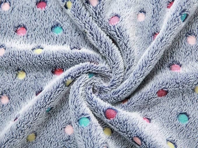 1 Pack 6 Blankets Dog Cat Soft Fluffy Fleece Pet Blanket Warm Cute Print Design Puppy Kitten Blanket Doggy Dot Large(41"x31")