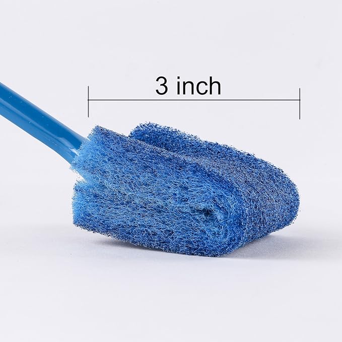 SLSON Aquarium Algae Scraper Double Sided Sponge Brush Cleaner Long Handle Fish Tank Scrubber for Glass Aquariums and Home Kitchen,15.4 inches