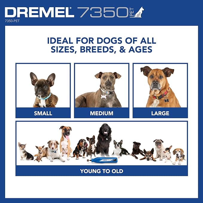 Dremel 7350-PET 4V Pet & Dog Nail Grinder, Easy-To-Use & Safe Nail Trimmer, Professional Pet Grooming Kit - Works on Large, Medium, Small Dogs & Cats