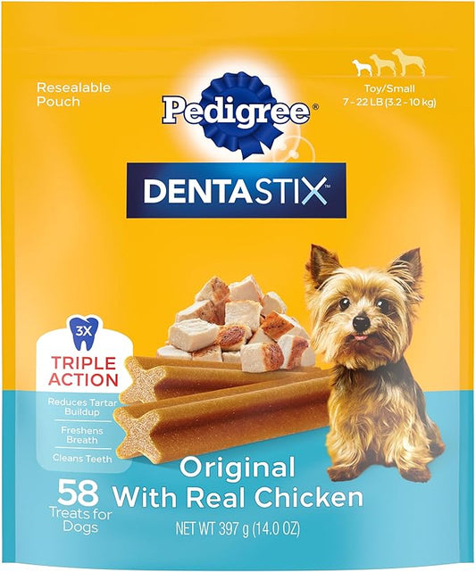 PEDIGREE DENTASTIX Toy/Small Dog Dental Treats Original Flavor Dental Bones, 13.97 oz. Pack (58 Treats)