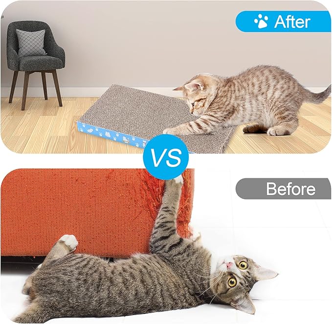 5 Packs in 1 Cat Scratch Pad, Cat Scratcher Cardboard,Reversible,Durable Recyclable Cardboard, Premium Scratch, Suitable for Cats to Rest, Grind Claws and Play (1.4" H(5 Packs))