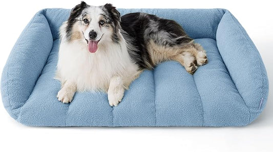 Lesure Orthopedic Dog Bed Sofa for Extra Large Dogs, Waterproof Dog Couch with Removable Washable Cover, Cute Aesthetic Pet Sofa Couch with Egg Crate Foam(41" x 29" x 11", Blue)