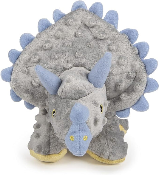 goDog Dinos Frills Squeaky Plush Dog Toy, Chew Guard Technology - Gray, Large