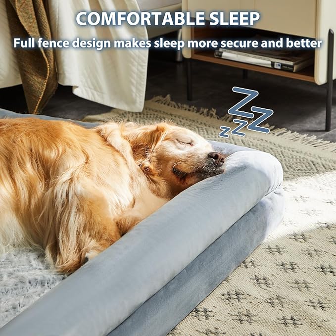 WNPETHOME Washable Dog Beds Large Sized Dog, XXXXL Dog Bed, Orthopedic Dog Sofa Bed with Removable & Waterproof Cover, Extra Large Dog Bed with Bolster Sides for Sleeping, Giant Dog Bed with Sides