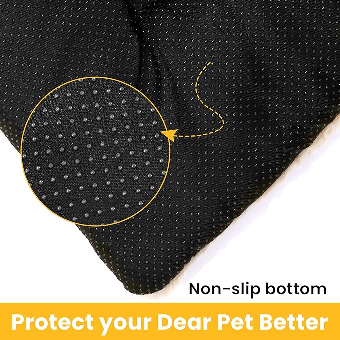 Dog Beds Crate Pad for Large Dogs, Cat Bed Washable Dog Crate Pad Dog Bed Mat Washable Dog Beds Anti-Slip & Anti-Scratch Pet Sleeping Mat (Khaki,L)