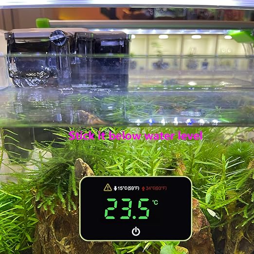 Fish Tank Thermometer Aquarium Temperature Alarm Monitoring Tool Mini Digital Alarm Thermometer Mini Terrarium Tank Turtle Tank Tropical Fish Bowl Digital Thermometer Accurate LED Display to ±0.9℉