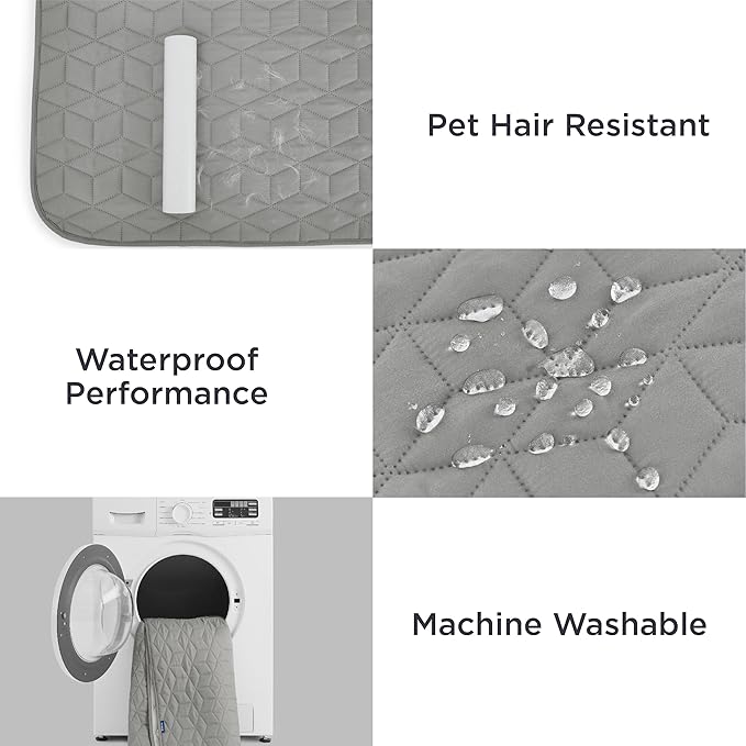 Bedsure 100% Waterproof Bed Cover for Dogs Washable - Non Slip Waterproof Dog Blanket for Bed, Lightweight Furniture Protector Durable for Pet Cat Puppy with Non-slip Bottom, Grey, 82x82IN