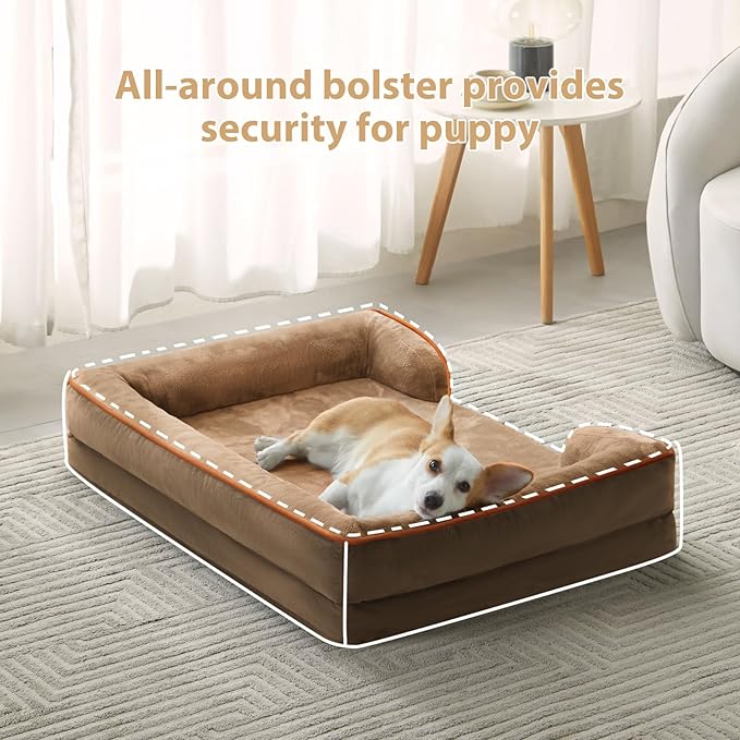 WNPETHOME Waterproof Dog Beds for Large Dogs, Orthopedic XL Dog Bed with Sides, Big Dog Couch Bed with Washable Removable Cover, Pet Bed Sofa with Non-Slip Bottom for Sleeping