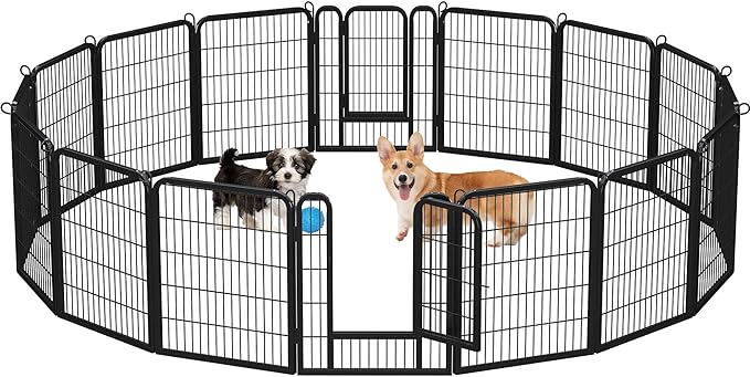 Yaheetech Dog Playpen Outdoor, Indoor Pen for Large/Medium/Small Dogs Animals Portable Playpen for RV Camping Garden Yard 32" Height 16 Panels