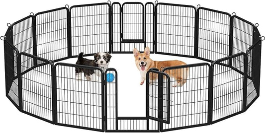 Yaheetech Dog Playpen Outdoor, Indoor Pen for Large/Medium/Small Dogs Animals Portable Playpen for RV Camping Garden Yard 32" Height 16 Panels