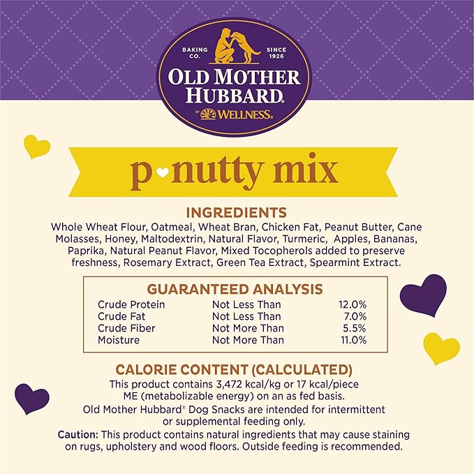 Old Mother Hubbard by Wellness P-Nutty Assorted Mix Natural Dog Treats, Crunchy Oven-Baked Biscuits, Ideal for Training, Small Size, 20 pound box