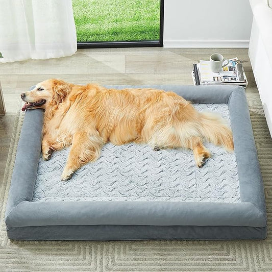 WNPETHOME Washable Dog Beds for Large Dogs, XL Dog Bed, Orthopedic Dog Sofa Bed with Removable & Waterproof Cover, Extra Large Dog Bed with Bolster Sides for Sleeping, Big Dog Couch Bed with Sides