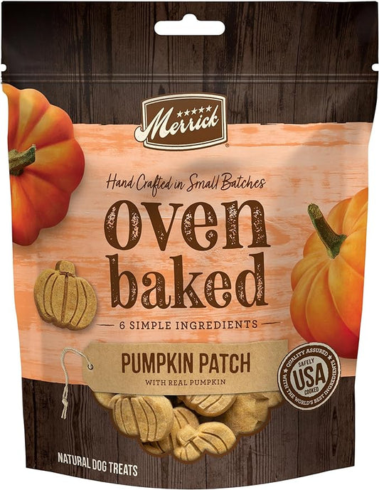 Merrick Oven Baked Dog Treats, Natural and Crunchy Bag of Treats, Pumpkin Patch with Real Pumpkin Snack - 11 oz. Bag