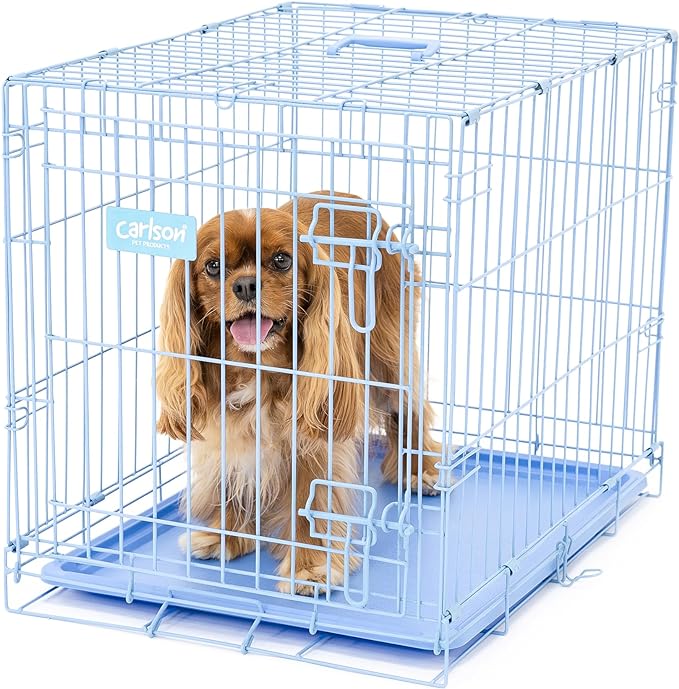 Carlson Blue Secure and Compact Single Door Metal Dog Crate, Small