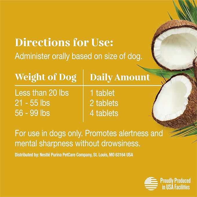 Dog Supplements Powered by Purina Brain Health Chewable Tablets with Coconut Oil - 4.02 oz. Canister