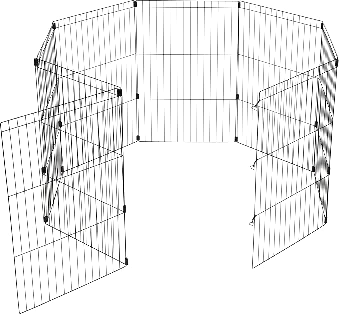 IRIS USA Metal Dog Playpen, 8-Panel 36" Pet Playpen, Puppy Playpen, Indoor/Outdoor Dog Fence, 58 x 58 x 36, Foldable, Custimzable, Black