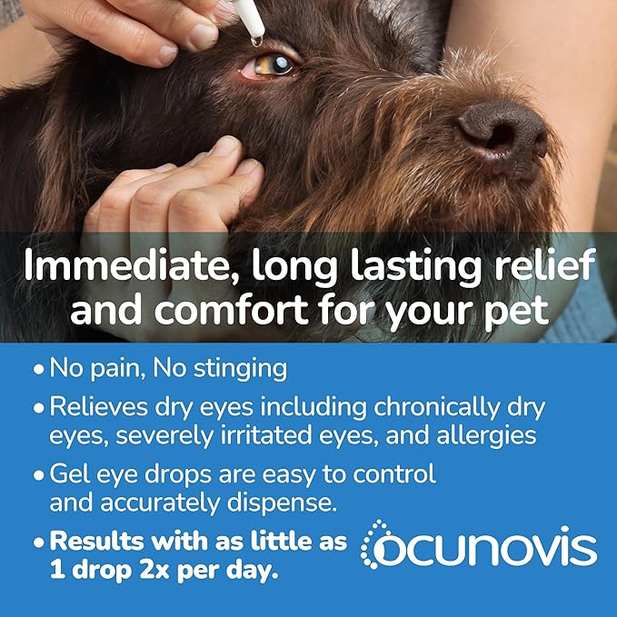 Sentrx Ocunovis Gel Eye Drops for Dogs & Cats, Eye Lube for Dogs Allergy Relief Lubricant, Dogs with Dry Eyes, Artificial Tears, 5 ml