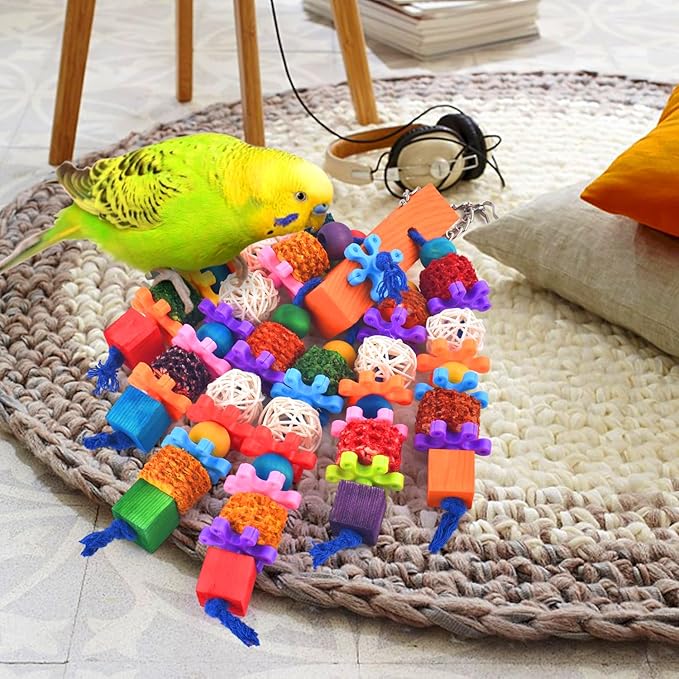 KATUMO Bird Toys, Parrot Toys Parakeet Chew Toys for Small to Medium Macaws, Cockatoos, African Greys, Amazon Parrots, Parakeets, Cockatiels, Conures, Lovebirds, Budgies