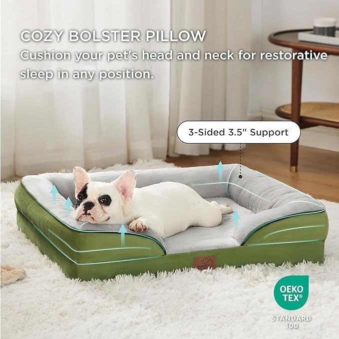 Bedsure Orthopedic Dog Bed for Medium Dogs - Waterproof Dog Sofa Beds Medium, Supportive Foam Pet Couch Bed with Removable Washable Cover, Waterproof Lining and Nonskid Bottom, Turquoise