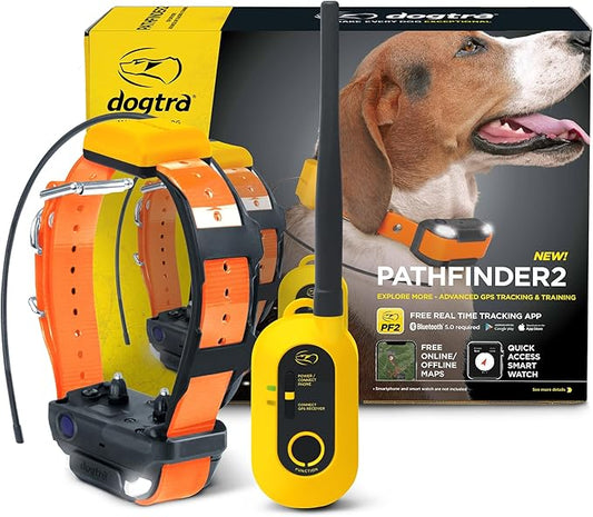 Dogtra Pathfinder 2 GPS Dog Tracker e Collar LED Light No Monthly fees Free App Waterproof Smartwatch Control Satellite Based Real Time Tracking Long Range Multiple Dogs Smartphone Required